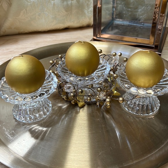 PartyLite Holiday Spice Gold Pearl Ball Candles-3 2’’ - Picture 2 of 6